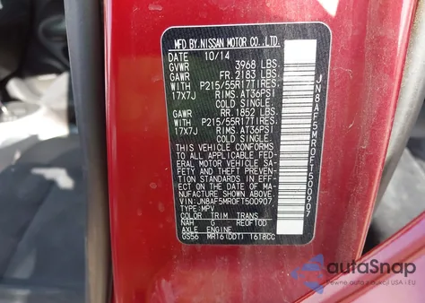 2015 Nissan Juke Sv z USA, uszkodzony, nr VIN JN8AF5MR0FT500907